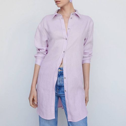 Lilac Linen Oversized Shirt - Mango - Modalova