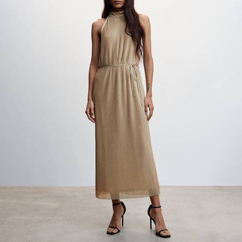 Gold Lurex Halter-Neck Dress - Mango - Modalova