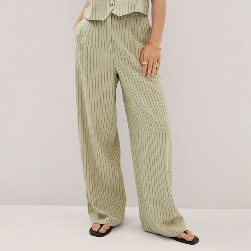 Pastel Pinstripe Linen Blend Trousers - Mango - Modalova