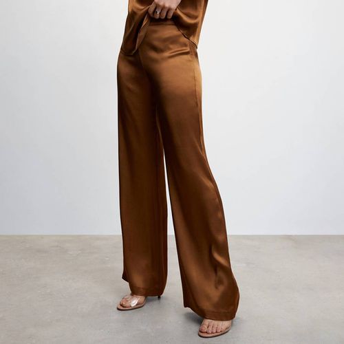 Brown Satin Palazzo Trousers - Mango - Modalova