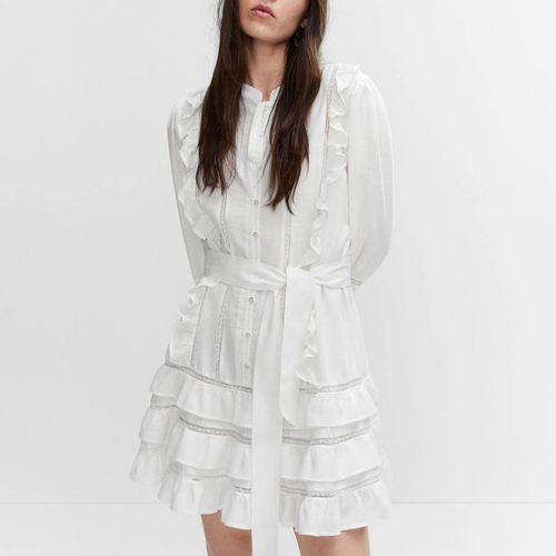 Lace Ruffle Cotton Blend Dress - Mango - Modalova