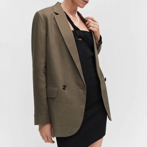 Khaki Linen Oversized Jacket - Mango - Modalova