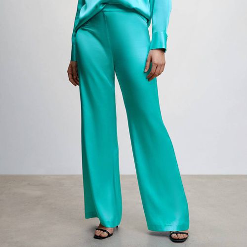 Turquoise Satin Palazzo Trousers - Mango - Modalova