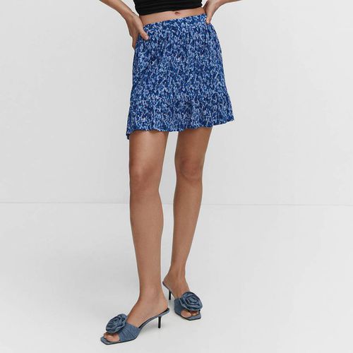 Blue Textured Printed Skirt - Mango - Modalova