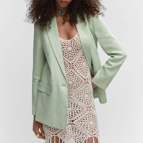 Pastel Green Linen Oversized Jacket - Mango - Modalova