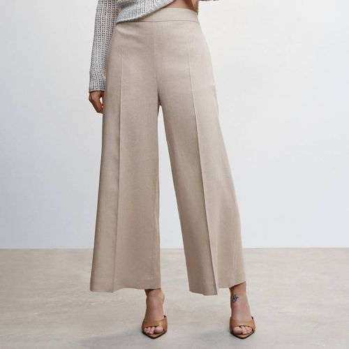 Grey Linen Culotte Trousers - Mango - Modalova