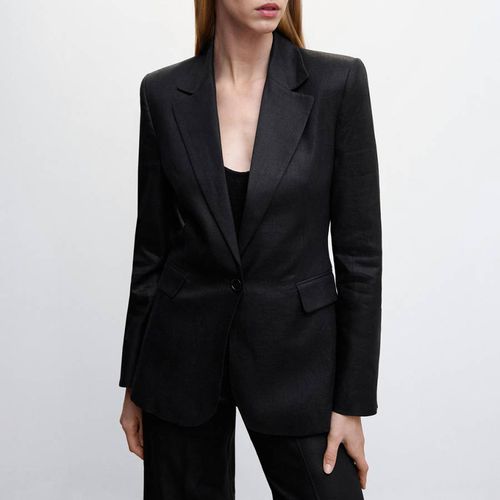 Black Suit Linen Blazer - Mango - Modalova