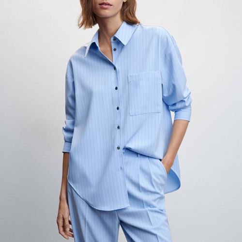 Sky Blue Pinstripe Shirt - Mango - Modalova