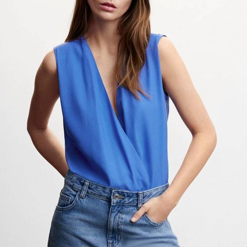 Blue Lyocell Wrap Blouse - Mango - Modalova