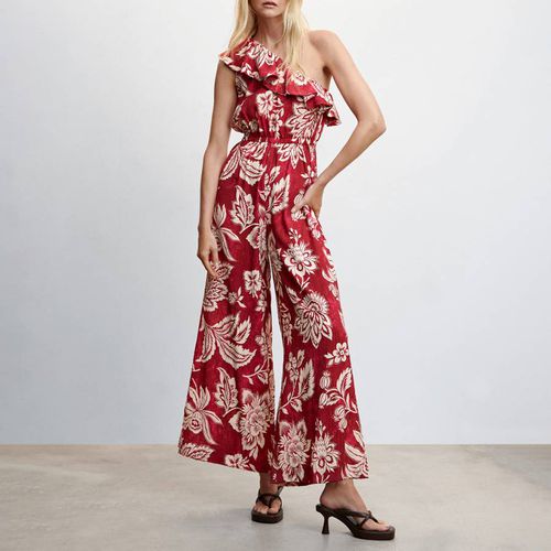 Pink Ruffled Asymmetric Jumpsuit - Mango - Modalova