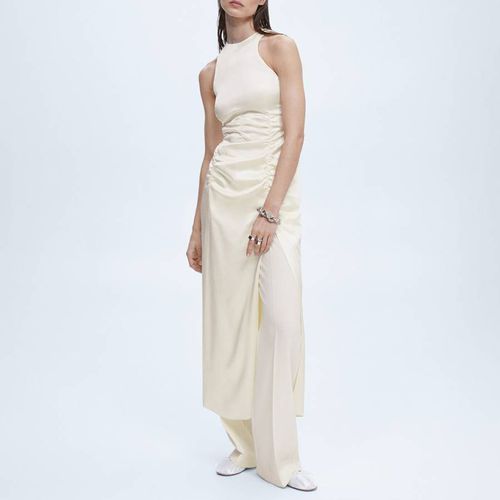 Off White Satin Draped Dress - Mango - Modalova