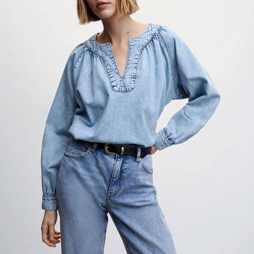 Medium Blue Oversize Denim Shirt - Mango - Modalova