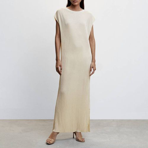 Ecru Pleated Long Dress - Mango - Modalova