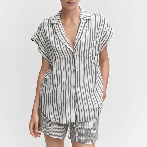Off White Striped Linen-Blend Shirt - Mango - Modalova