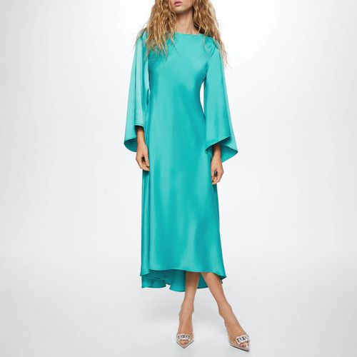 Turquoise Flared Sleeves Dress - Mango - Modalova