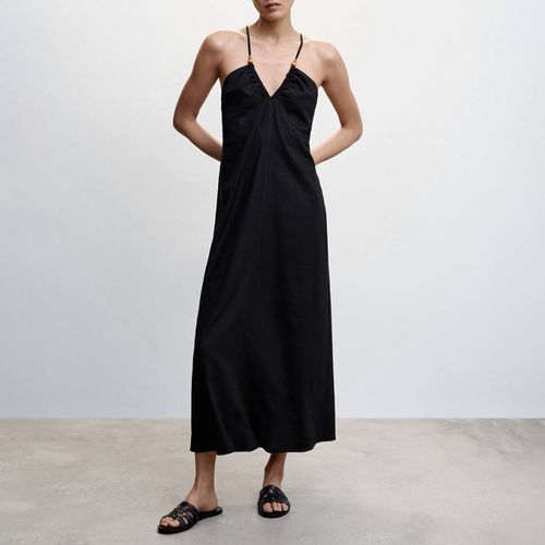 Black Cross-Back Linen Blend Dress - Mango - Modalova