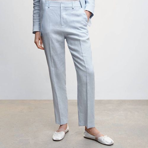 Sky Blue Linen Suit Trousers - Mango - Modalova