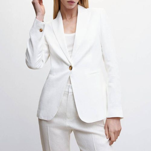 White Linen Suit Blazer - Mango - Modalova