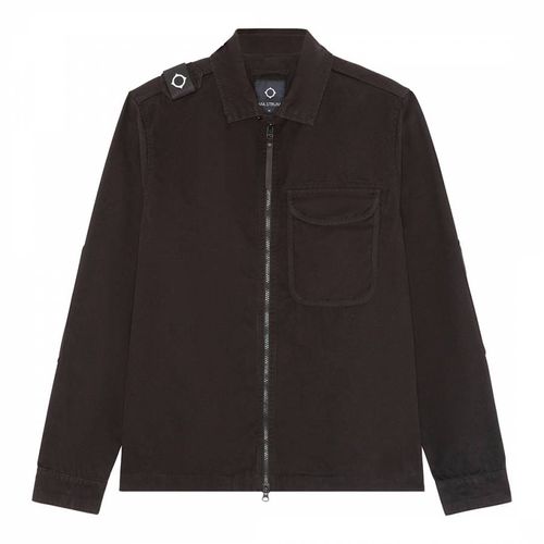 Black Zip Front Cotton Overshirt - Ma Strum - Modalova