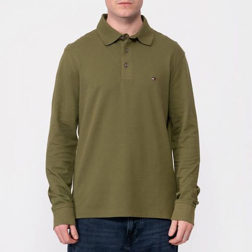 Khaki Long Sleeve Cotton Blend Polo Shirt - Tommy Hilfiger - Modalova