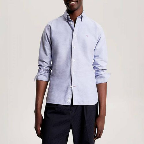 Pale Blue Textured Cotton Shirt - Tommy Hilfiger - Modalova