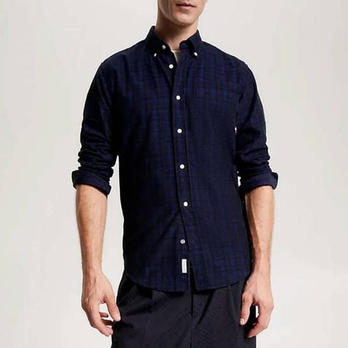 Dark Blue Check Cotton Shirt - Tommy Hilfiger - Modalova