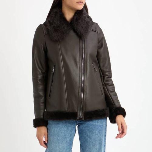 Brown Shearling Biker Jacket - Max and Zac London - Modalova