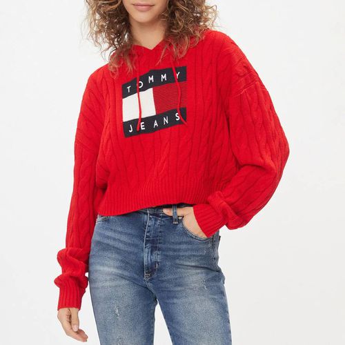Red Cable Knit Hoodie - Tommy Hilfiger - Modalova