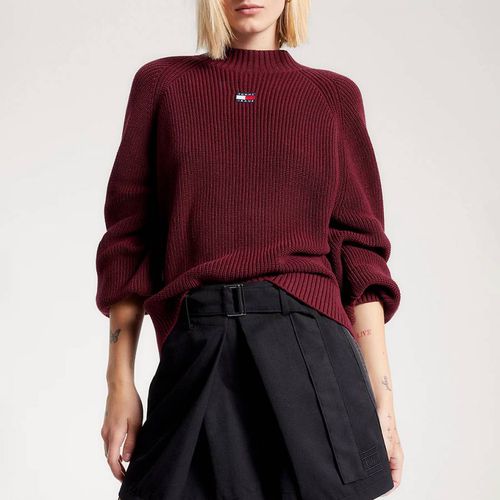 Burgundy Ribbed Cotton Jumper - Tommy Hilfiger - Modalova