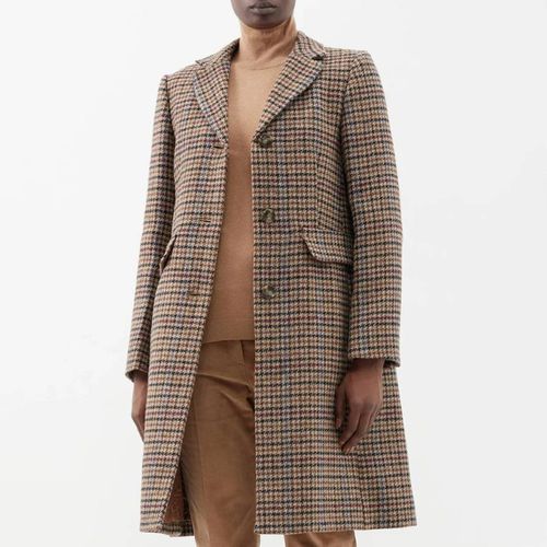 Brown Check Wool Pugnale Coat - Weekend Max Mara - Modalova