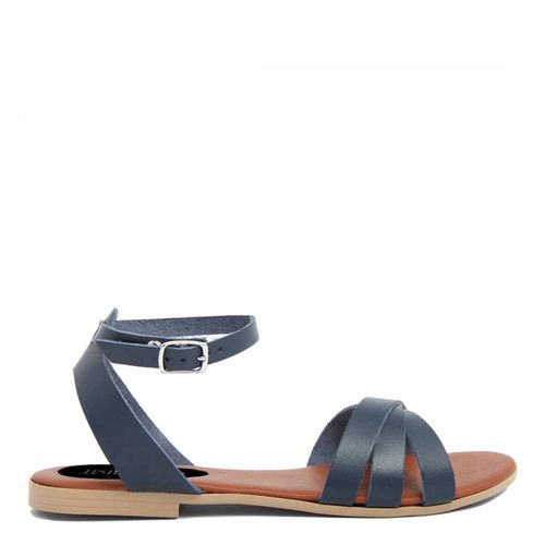 Blue Leather Strappy Flat Sandals - Triple Sun - Modalova