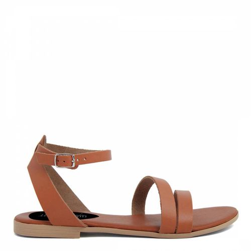 Beige Leather Ankle Buckle Flat Sandals - Triple Sun - Modalova