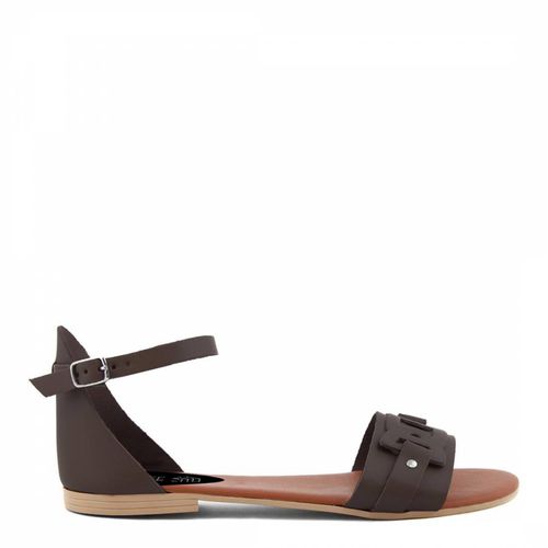 Brown Leather Detailed Flat Sandals - Triple Sun - Modalova