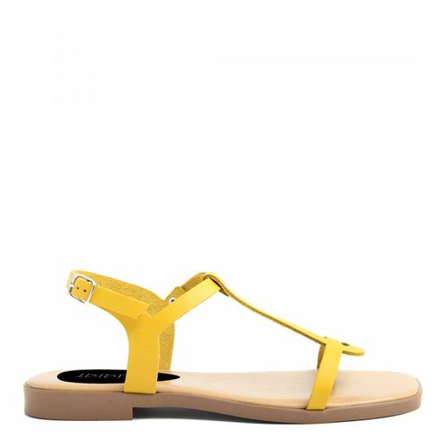 Yellow Leather Back Buckle Flat Sandals - Triple Sun - Modalova