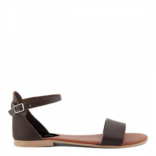Brown Leather Buckle Flat Sandals - Triple Sun - Modalova