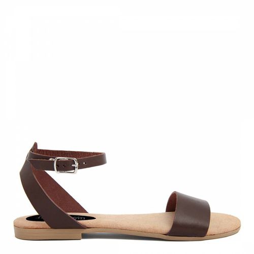 Brown Leather Buckle Flat Sandals - Triple Sun - Modalova