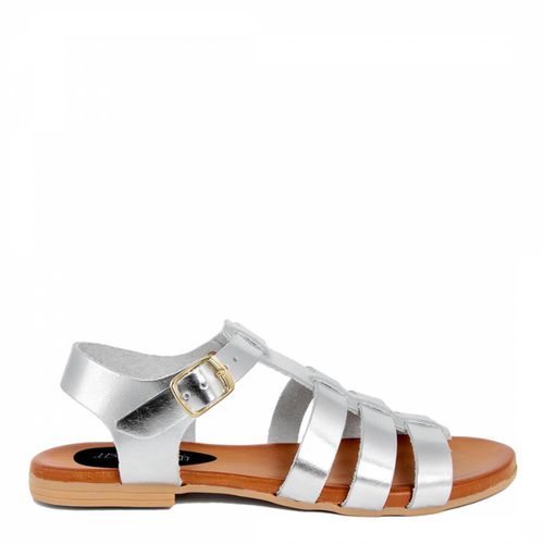 Silver Leather Strappy Flat Sandals - Triple Sun - Modalova