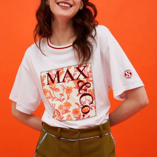White/Orange Floral Print TShirt - Max&Co. - Modalova