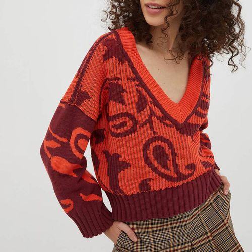 Orange Printed VNeck Jumper - Max&Co. - Modalova