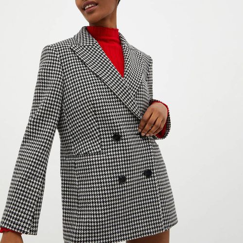 White Dogtooth Wool Blend Blazer - Max&Co. - Modalova