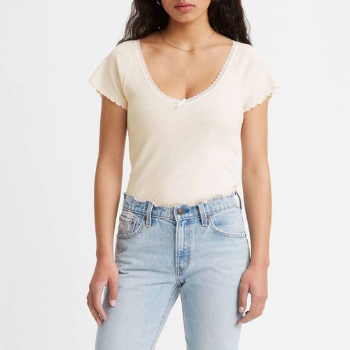 Pale Yellow Lace Trim Cotton Blend T-Shirt - Levi's - Modalova