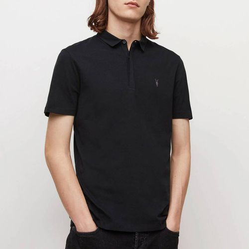 Black Brace Cotton Polo Shirt - AllSaints - Modalova