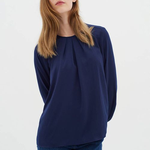 Navy Pleat Long Sleeve Blouse - Inwear - Modalova