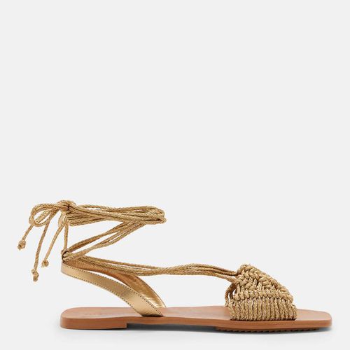 Gold Donna Tie Leather Sandals - AllSaints - Modalova