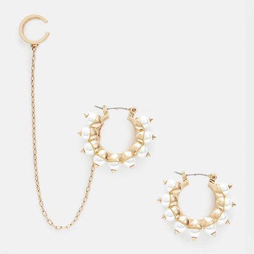 Gold Dana Pearl Hoop Cuff Earrings - AllSaints - Modalova