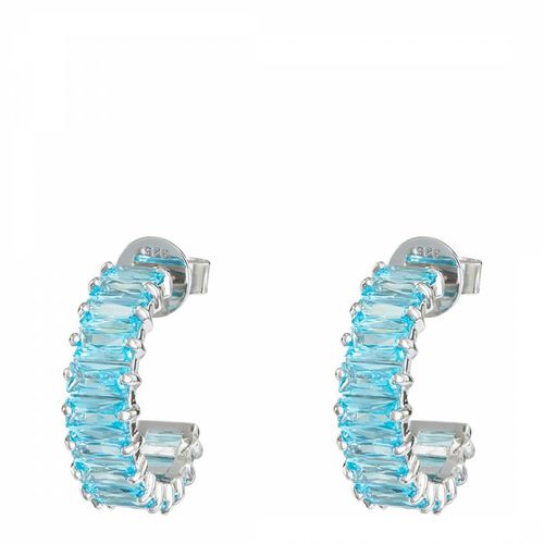 Emerald Cut Hoops with Turquoise Stones - Rosie Fortescue Jewellery - Modalova