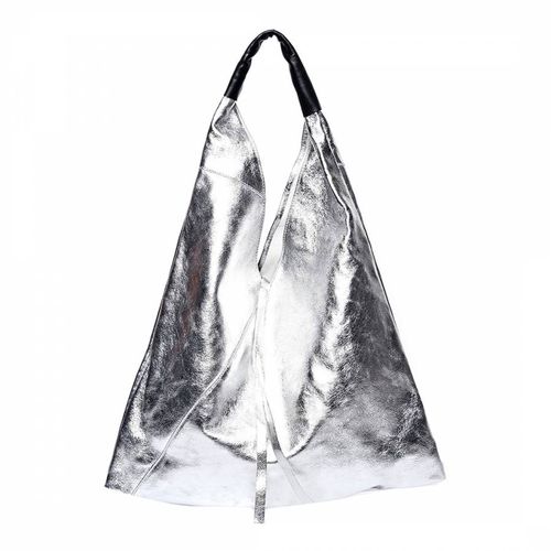 Silver Italian Leather Shopper Bag - Isabella Rhea - Modalova