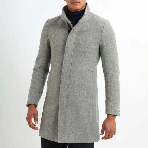 Grey Classic Wool Blend Coat - Gianni Feraud - Modalova