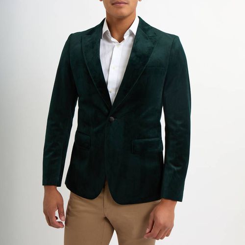 Green Slim Fit Velvet Blazer - Gianni Feraud - Modalova