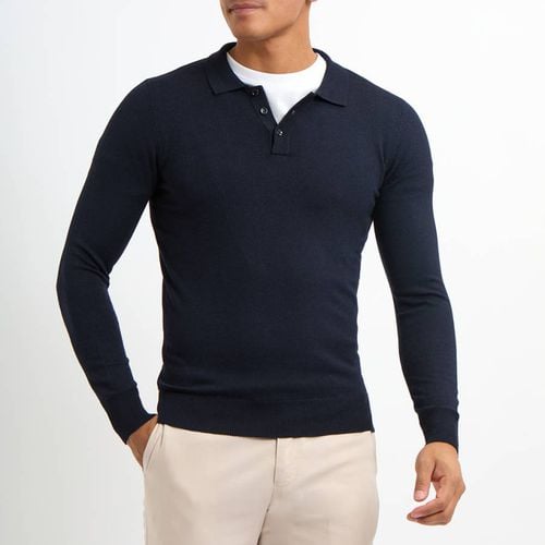 Navy Cashmere Blend Polo Jumper - Gianni Feraud - Modalova